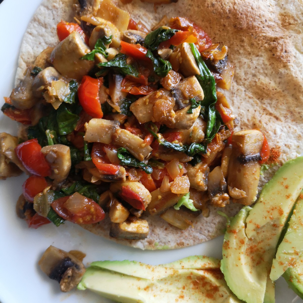 Quick Vegan Mushroom, Tomato and Avocado wrap Recipe ( No added sugar , Plant based&nbsp;)