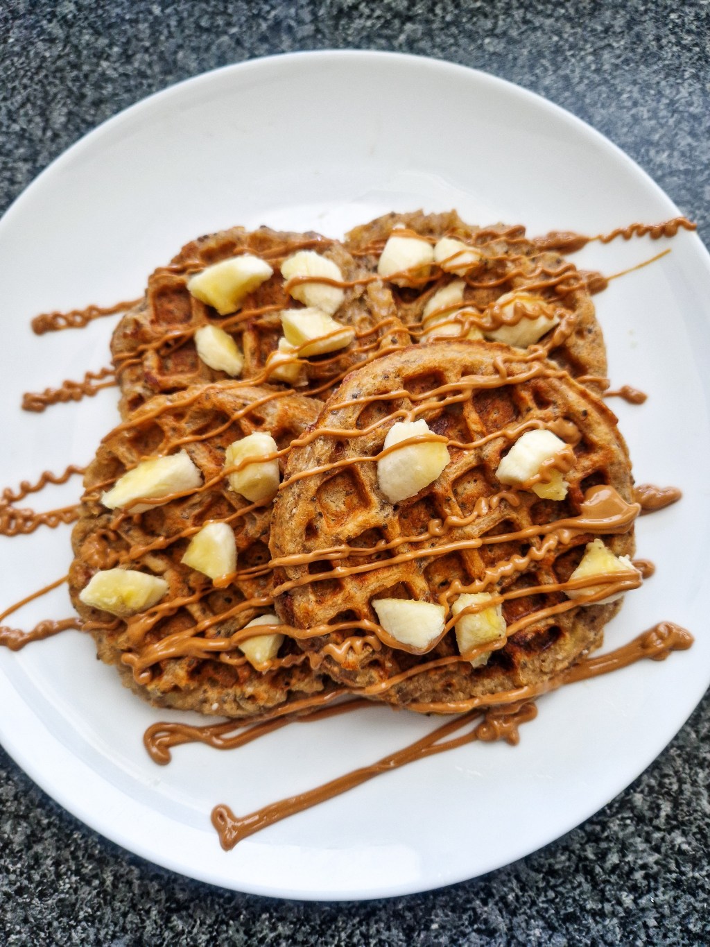 Banana Peanut Butter Waffles ( Vegan no added sugar )